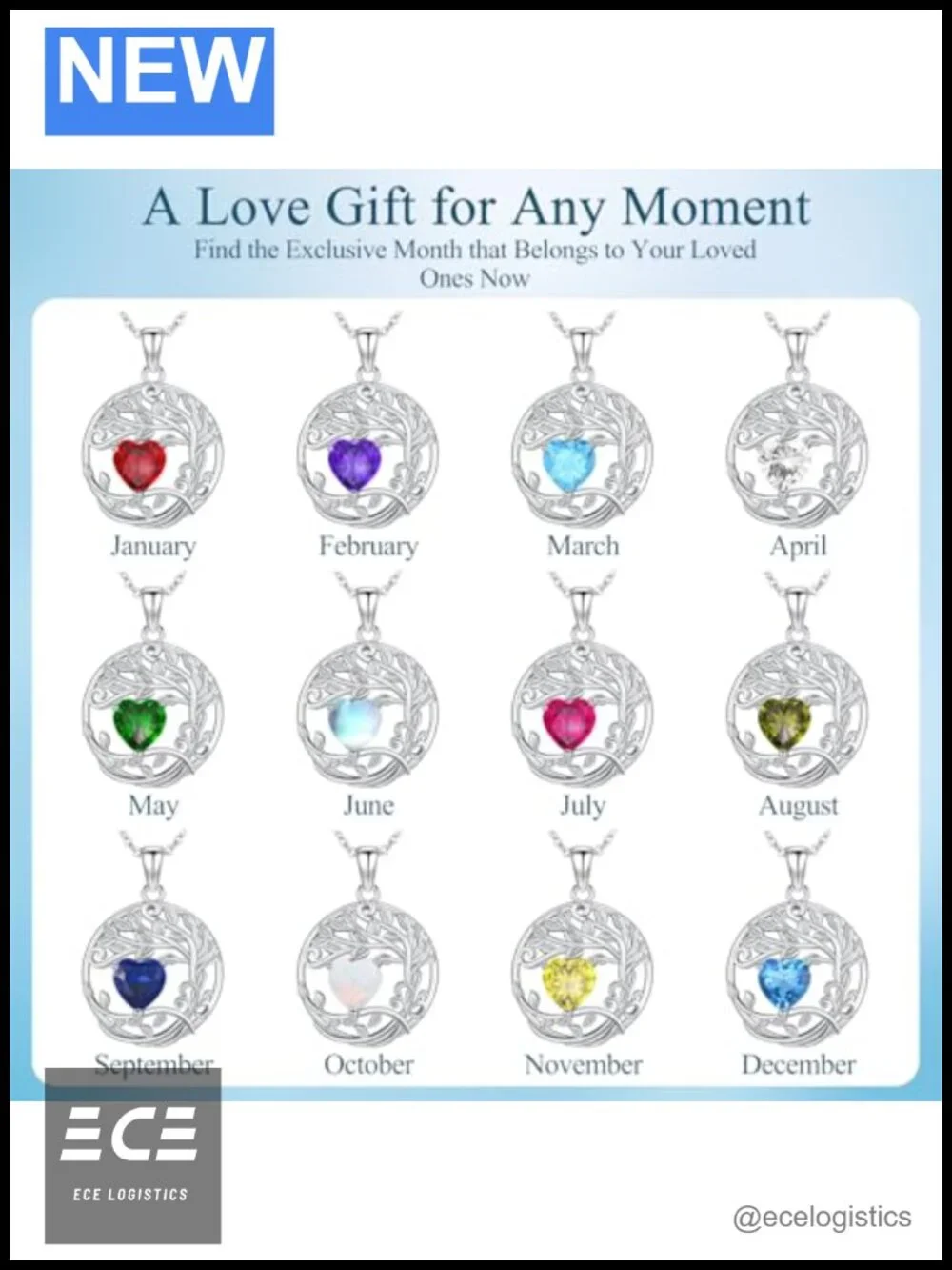 Tree of Life Necklace Sterling Silver Pendant Birthstone Gift for Her